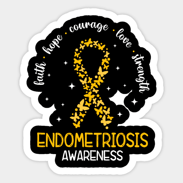 Endometriosis Awareness Proud Endometriosis Warrior, Yellow Ribbon Sticker by artbyhintze